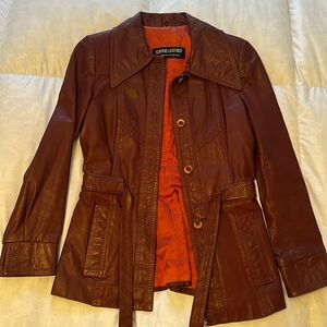 Genuine Leather Burgundy Leather Jacket sz XS